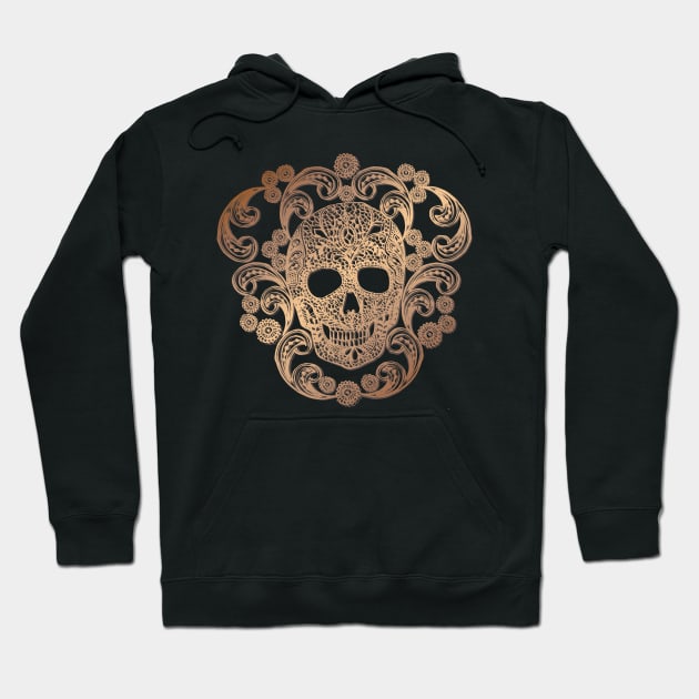 Gold Lace Skull Hoodie by Cecilia Mok